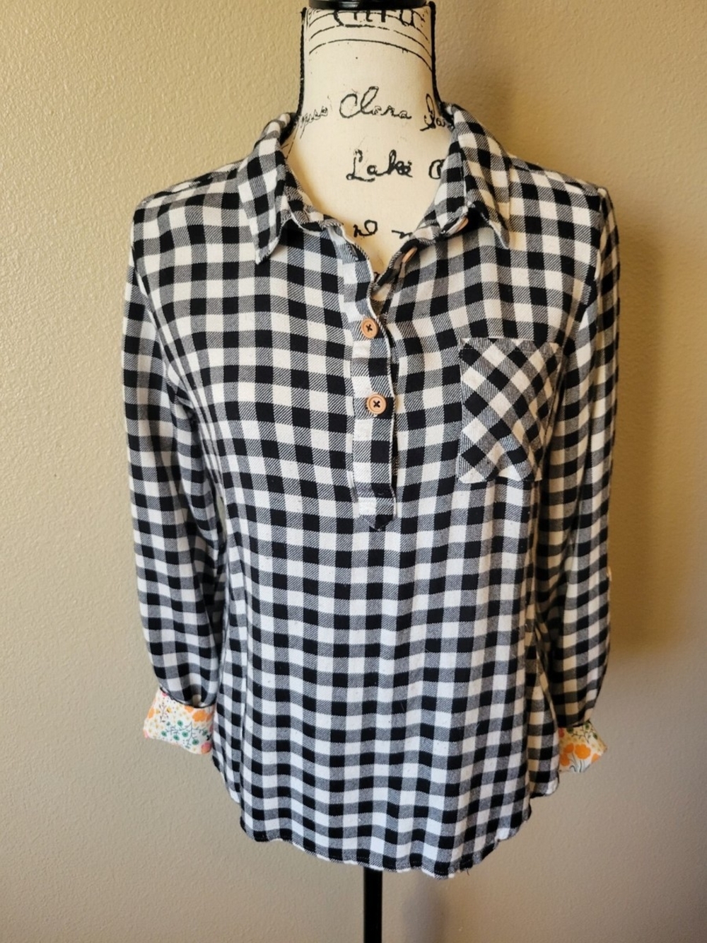 Matilda Jane with Joanna Gaines black and white gingham flannel tunic